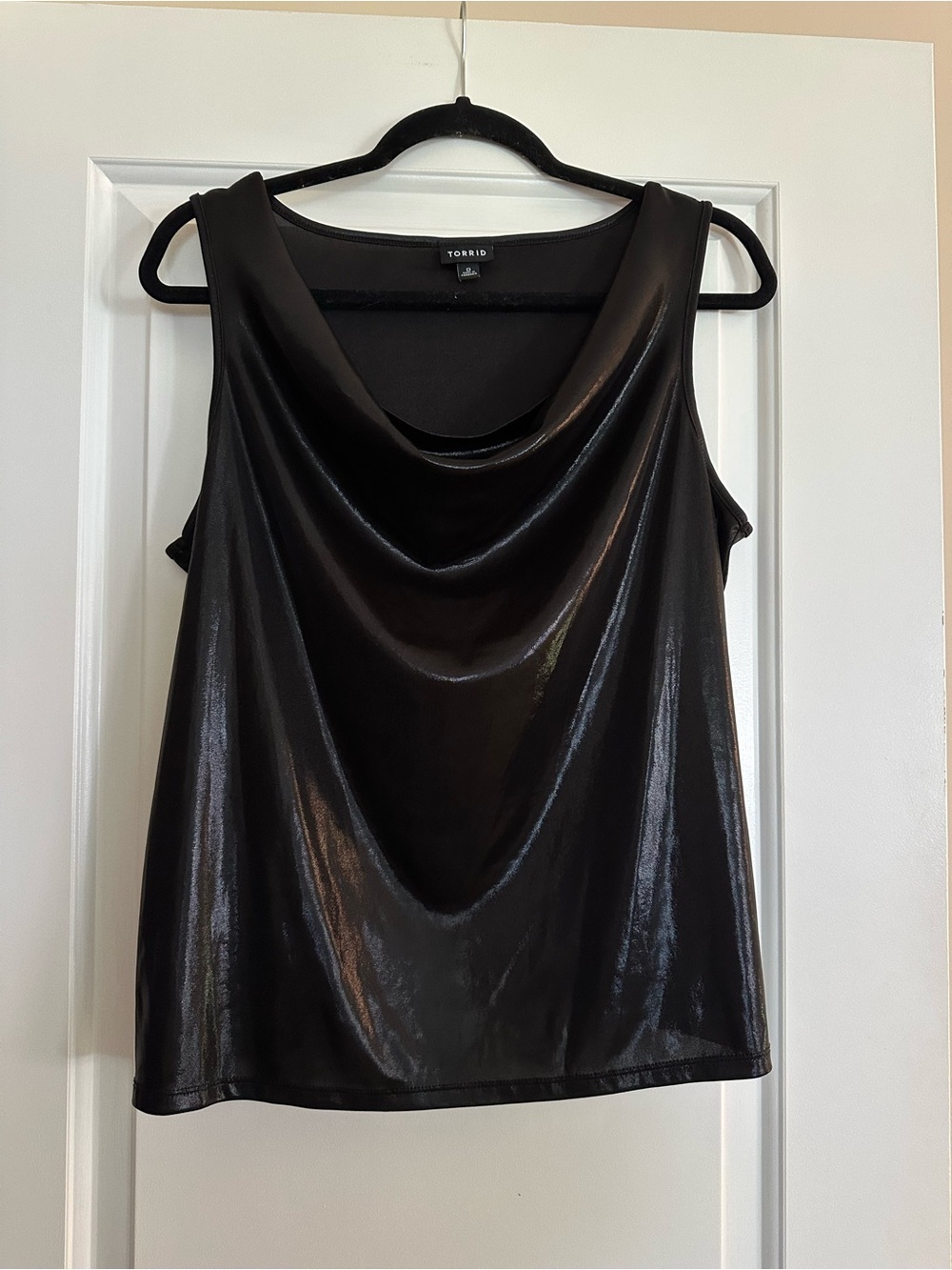 Torrid Black Shiny Cowl Neck Sleeveless Camisole.